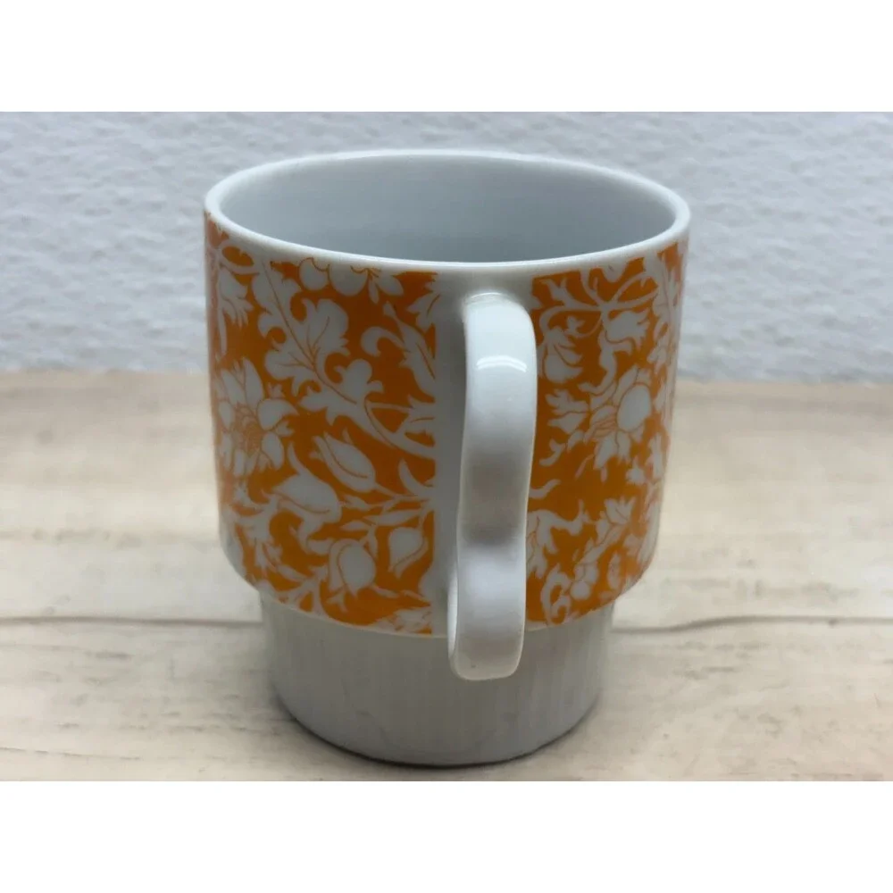 Vtg Porcelain Orange Flowers Coffee Mug Cup Made In Japan